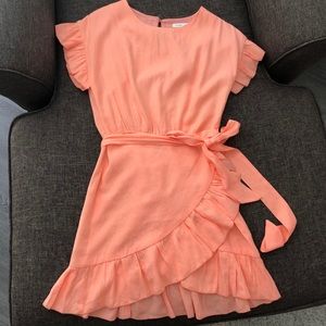 Vici Lovina Ruffle Wrap Dress- Malibu Peach